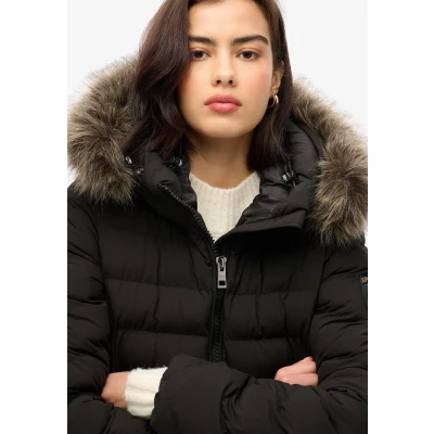 Afbeelding van Superdry Lange Fuji jas met capuchon van imitatiebont Dames Gewatteerde jassen