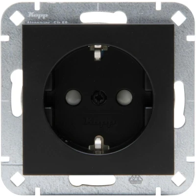 Afbeelding van Kopp HK07 PURE mat zwart inbouw stopcontact RA + kinderbeveiliging 4624610