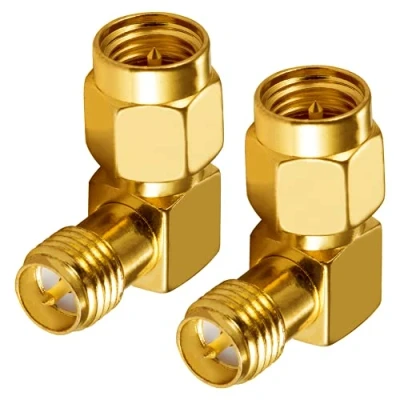 Afbeelding van Vecys Wifi Antenne Adapter SMA Male naar RP Female (met Pin) Rechte hoek 90 Graden RF Coaxiale Coax voor 2G 3G 4G Router Draadloos WLAN Netwerk (2 stuks)