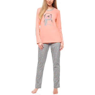 Afbeelding van Merry Style Dames Pyjama Lange mouwen broek Katoen MS MS10 169 PJ Zalm Grijs S