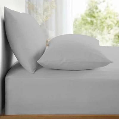 Afbeelding van Appletree Zilver Eenpersoons Hoeslaken 90 x 190 28cm Effen Beddengoed Lichtgrijs Eenpersoonslaken Zacht en luxe 100% Katoen