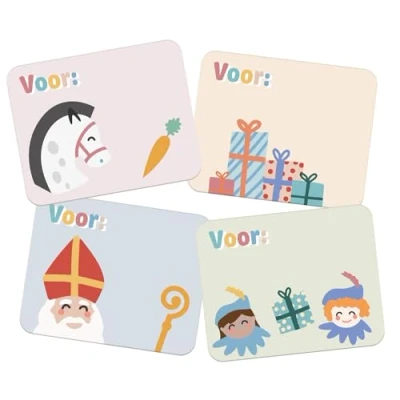 Afbeelding van Sinterklaas Cadeau Naamstickers 50 stuks