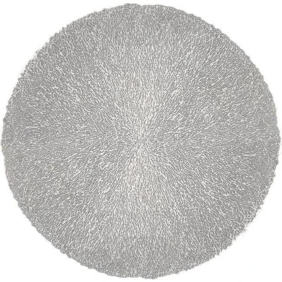 Afbeelding van 4x Zilveren Placemat rond Coral Silver Zilver Decoratie 38cm 4 stuks