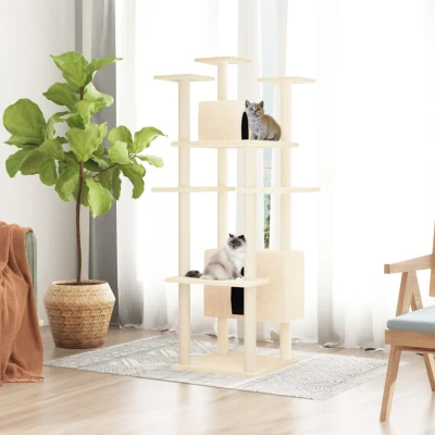 Afbeelding van vidaXL Kattenmeubel met sisal krabpalen 162 cm crèmekleurig