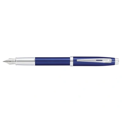 Afbeelding van Sheaffer 100 Glossy Blue Lacquer Vulpen Schrijfwijze: Medium Kleur: Blauw De Vulpenwereld