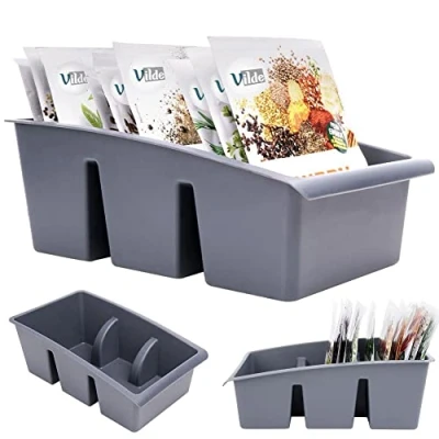 Afbeelding van Kruidenrek Grijs 25x15x9 cm Kruidenorganisator Kruidendoos Kruidenpotjes Staand Kruiden Organisator