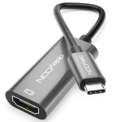 Afbeelding van deleyCON 15cm USB C naar HDMI Adapterkabel Kort 4K@60Hz (1080P 2K@165Hz 144Hz 120Hz 60Hz) Aluminium HDR Thunderbolt 3/4 Converter Compatibel met iPhone iPad MacBook Tablet Mobiele Telefoon