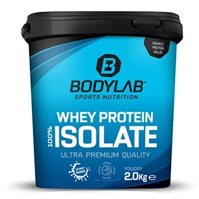 Afbeelding van Whey Protein Isolate Koekjes &amp; Crème 2kg Bodylab24, eiwitpoeder gemaakt van Isolate, kan de spieropbouw ondersteunen, geconcentreerd iso wei eiwit vrij aspartaam