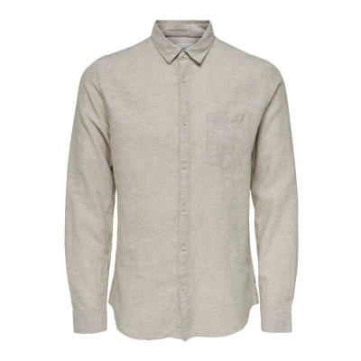 Afbeelding van Only &amp; Sons L/S Caiden Linen Shirt Chinchilla