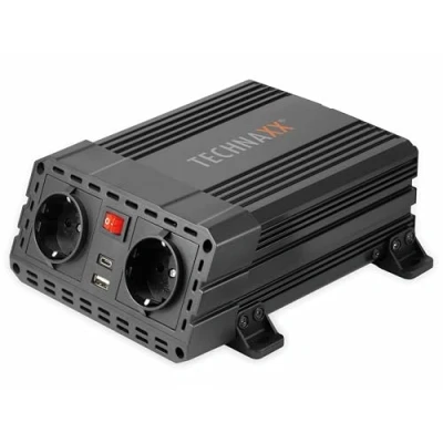 Afbeelding van Technaxx TE19 Omvormer 12V naar 2 x 230V en USB Power Inverter max 600W