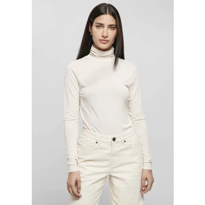 Afbeelding van Urban Classics Turtleneck Longsleeve Longsleeve, Dames, Maat: Large, Whitesand