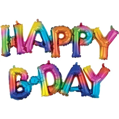 Afbeelding van Amscan Ballon Happy B day 142 Cm Folie Regenboog
