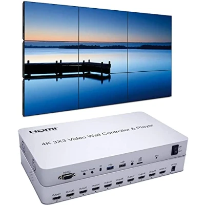 Afbeelding van 4K 3x3 Video Wall Controller USB SD Card HDMI 1.4, HDCP1.4 Compliant 1 HDMI/DVI Input 9 OutputTV Processor Splicer Upgrade with RS232 Control