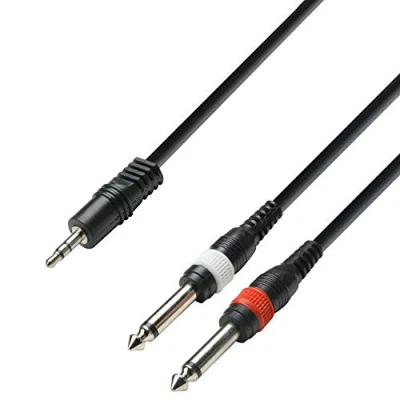 Afbeelding van K3 YWPP 0100 audiokabel 3,5 mm jack stereo naar 2 x 6,3 mono 1 m