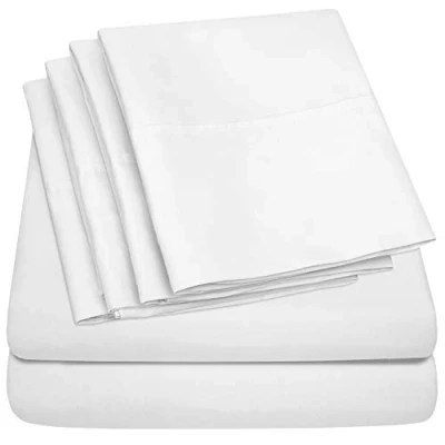 Afbeelding van Queen lakens wit 6 delig 1500 Supreme Collection Fijn geborsteld microvezel diepe zak lakenset Beddengoed 2 extra kussenslopen, voordelig, Queen,