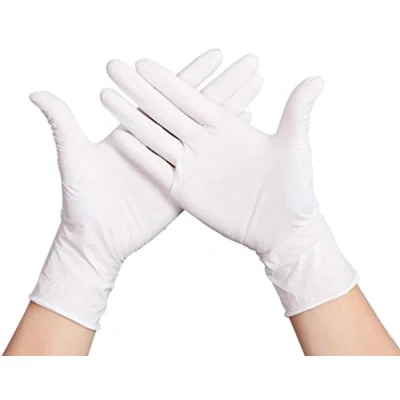Afbeelding van Nitril handschoen in maat L, 200 stuks, enkele handschoenen, wit praktische dispenserdoos, ideaal voor hygiënegebieden, zoals levensmiddelenindustrie, cosmetica enz., latexvrij (L)
