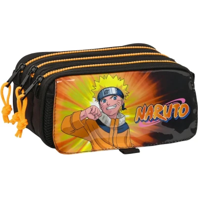Afbeelding van Pennenetui met 3 vakken Naruto 21,5 x 10 8 cm Zwart Oranje