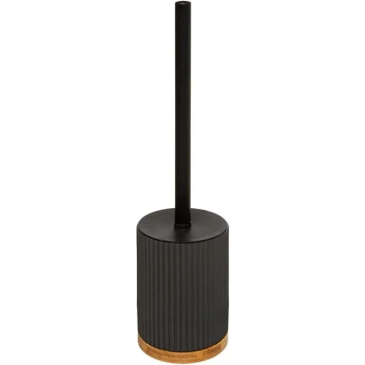 Afbeelding van WC /toiletborstel met houder rond zwart polyresin/steen 40 cm Toiletborstels