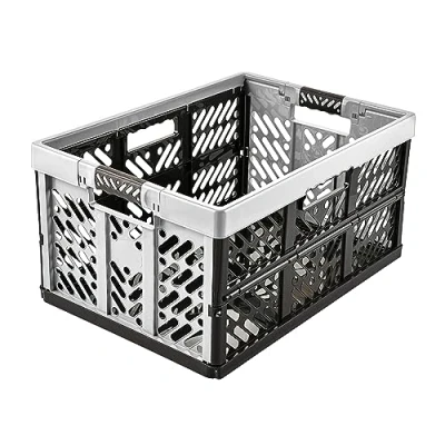 Afbeelding van keeeper 4x Stevige vouwkratten met soft touch handgrepen, 54 x 37 28 cm, 45 l, Ben, lichtgrijs