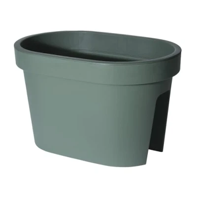 Afbeelding van Spetebo Balkon reling bloempot in bosgroen 40x26 cm plantenpot bloembak relingpot ovaal