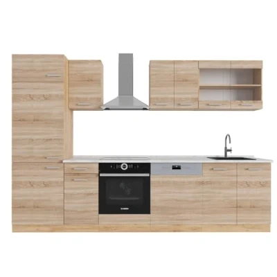 Afbeelding van Vicco Complete keukeneenheid R Line, Sonoma/Goudkraft eik, 300 cm , WB Marmer