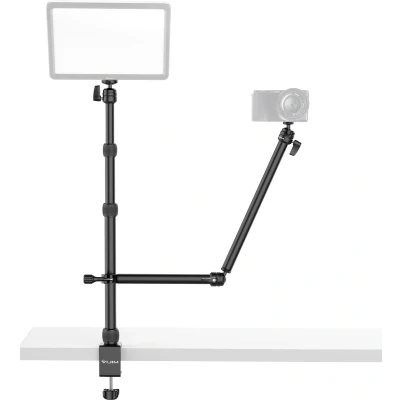 Afbeelding van VIJIM LS11 Verstelbaar tafelstatief met dubbele arm tafelklem 360 draaibaar 1/4inch schroefaansluiting Zwart