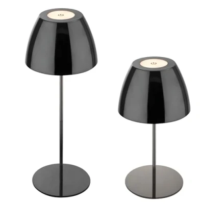 Afbeelding van Briloner Serina Snoerloze LED tafellamp IP44 7522018 Dimbaar Touch Spatwaterdicht Snoerloos Verwisselbare batterij en lichtbron Ø13,5 x 36 cm Zwart chroom