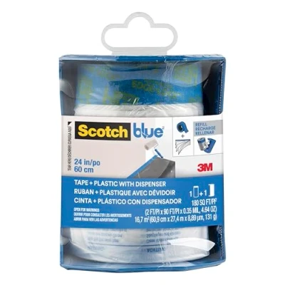 Afbeelding van ScotchBlue Afdekfolie met schildertape, schilderstapje in de afroller 2090FD. 0,6 m x 27,4