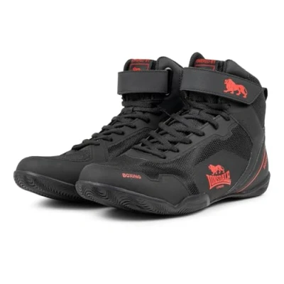 Afbeelding van Lonsdale Unisex RUFFORD boksschoenen, zwart rood, 43 EU, Zwart/Rood, EU
