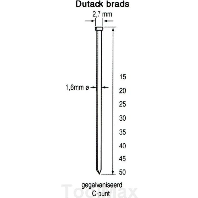 Afbeelding van Dutack 1.6mm brads 55mm 2000 stuks 5138037