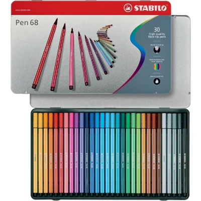 Afbeelding van Viltstift STABILO Pen 68/30 Arty medium assorti blik à 30 stuks