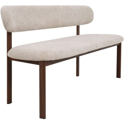 Afbeelding van Giga Meubel Eetkamerbank Noor Beige/Walnoot - 160 cm Stof Japandi