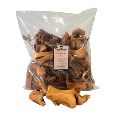 Afbeelding van Tiernahrung Schwenner Korte runderhoofdhuid voor honden gedroogd voorraadverpakking hondensnacks tandverzorging 2500 g 8 18 cm