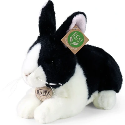 Afbeelding van Rappa knuffelkonijn liggend zwart wit 25 cm