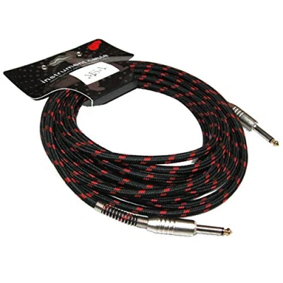 Afbeelding van MSA 6M INSTRUMENTENKABEL GITAREN KABEL GOLDTIP ZWART ROOD 6,3 TWEED STOF