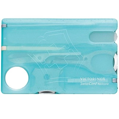 Afbeelding van Victorinox Taschenmesser Swiss Card Nailcare (13 Funktionen, Glas Nagelfeile, Schere), eisblau transparent B1