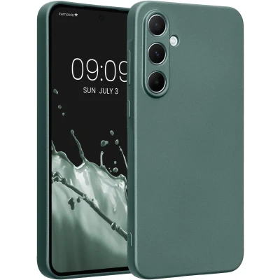 Afbeelding van kwmobile metallic telefoonhoesje van TPU Compatibel met Samsung Galaxy A55 5G Flexible case voor smartphone In petrol