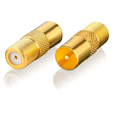 Afbeelding van SEBSON SAT Antenne Adapter Set 2x F Connector Female naar Coax Stekker (IEC) Satelliet Kabel voor TV, Ontvanger, Radio met IEC Aansluiting