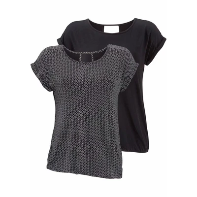 Afbeelding van Lascana T shirt met modieuze cut out in de nek (Set van 2)