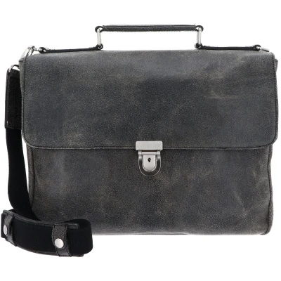 Afbeelding van LEONHARD HEYDEN Leren Afzonderlijke gevallen Business tas met laptopvak Boston Briefcase 2 Compartments Gray Donkergrijs