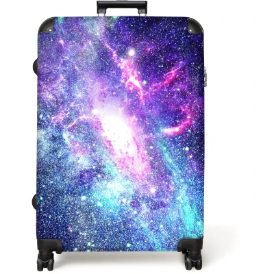 Afbeelding van NoBoringSuitcases.com® Koffer groot Reiskoffer lichtgewicht Sterrenhemel Roze Ruimte Kinderen Jongen Rolkoffer met 4 wielen Grote trolley XL 98 liter bagage