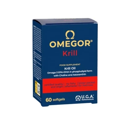 Afbeelding van OMEGOR® Krill 250 mg EPA en DHA, 672 fosfolipiden, 82 choline 100 astaxanthine 60 zachte capsules