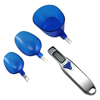 Afbeelding van Digitale lepel schaal POWERTOOL Weeglepel 3 Stks Afneembare Elektronische Keuken Meetlepel met LCD Display voor Lab Portionering Theemeel Kruiden Geneeskunde 300g/0.1g Zilver + Blauw
