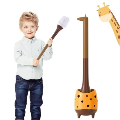 Afbeelding van XXFLOWER Toiletborstel giraffe vorm, schattige vorm look, PP borstelharen ronde borstel, compacte maat toiletborstels vloer staand, 1 pack