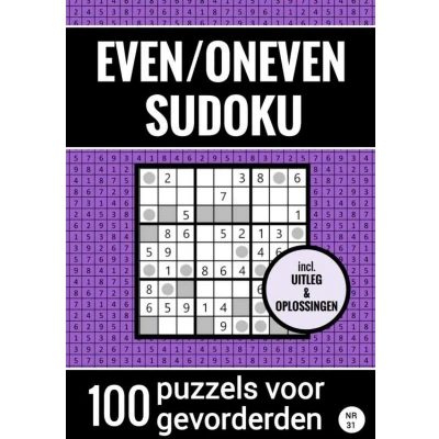 Afbeelding van Even/Oneven Sudoku Nr. 31 100 Puzzels voor Gevorderden