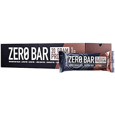 Afbeelding van BioTechUSA Zero Bar Protein snack Suikerarm &amp; Lactosevrij Knapperige textuur Heerlijke smaken Ideaal voor diëten en workouts, 20 * 50 g, Dubbele chocolade
