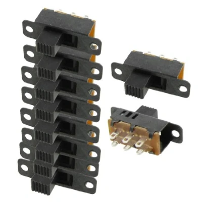 Afbeelding van sourcingmap 10 stuks hoge knop 6 pin 3 posities DPDT paneel schuifschakelaar 0. 5 A 50 V DC