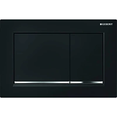 Afbeelding van Geberit omega30 bedieningsplaat df kunststof 21 2x14 2cm boven frontbediend zwart glans chroom 115080km1 115 080 km 1