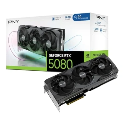 Afbeelding van PNY GeForce RTX 5080 Overclocked Triple Fan GPU NVIDIA 16 GB GDDR7