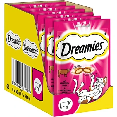 Afbeelding van Dreamies klassieke kattensnacks met rundvlees heerlijk krokante zakjes een malse vulling 6 x 60g